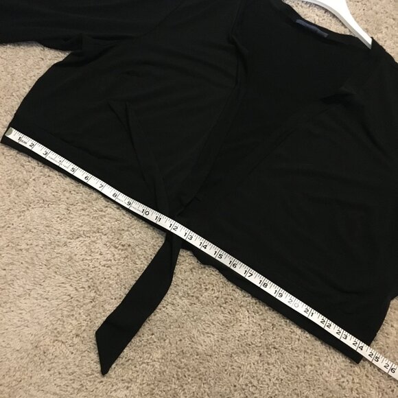 Vintage Canadian Made Penningtons Black 3/4 Sleeve Front Tie Top - Picture 13 of 16